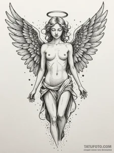 Angel with broken wings, concept art for tatt... - эскиз тату (№1751475838_0, 02.07.2025 17:03) — Tatufoto.com