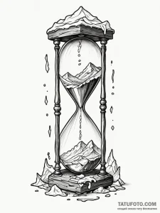Ivory hourglass trapped in ice, tattoo drawin... - эскиз тату (№1751476174_0, 02.07.2025 17:09) — Tatufoto.com