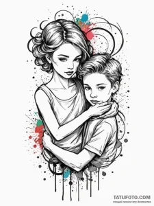 Portrait silhouette of a partner or child, ta... - эскиз тату (№1751476758_0, 02.07.2025 17:19) — Tatufoto.com