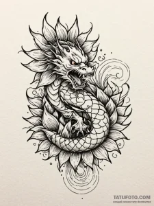 Sunflower, artistic tattoo sketch, detailed c... - эскиз тату (№1751477027_0, 02.07.2025 17:23) — Tatufoto.com
