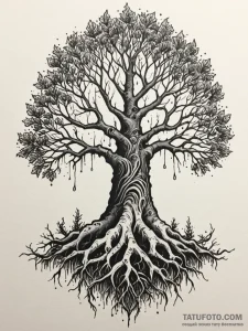 Burning tree roots clutching relic, artistic... - эскиз тату (№1751477094_0, 02.07.2025 17:24) — Tatufoto.com