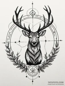 Arcane stag in rune circle, tattoo flash shee... - эскиз тату (№1751477596_0, 02.07.2025 17:33) — Tatufoto.com