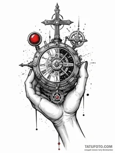 Watchmaker's hands assembling a miniature uni... - эскиз тату (№1751478084_0, 02.07.2025 17:41) — Tatufoto.com