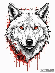Ice wolf with glowing eyes, tattoo drawing ou... - эскиз тату (№1751480314_0, 02.07.2025 18:18) — Tatufoto.com