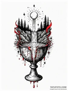 Chalice from which a waterfall of tiny stars... - эскиз тату (№1751480395_0, 02.07.2025 18:19) — Tatufoto.com
