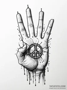 Peace sign, hand-drawn and messy, artistic ta... - эскиз тату (№1751481268_0, 02.07.2025 18:34) — Tatufoto.com