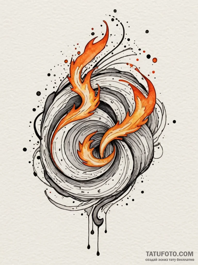 Quartz flame swirling in void, concept art fo... - эскиз тату (№1751481482_0, 02.07.2025 18:38) — Tatufoto.com