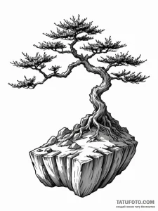 A bonsai tree on a cliff edge (is there, but... - эскиз тату (№1751481564_0, 02.07.2025 18:39) — Tatufoto.com