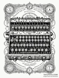 Codebreakers' enigma machine with glowing, cr... - эскиз тату (№1751482147_0, 02.07.2025 18:49) — Tatufoto.com