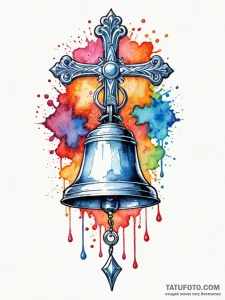 A classic bell ringing, festive,, tattoo line... - эскиз тату (№1751482545_0, 02.07.2025 18:55) — Tatufoto.com