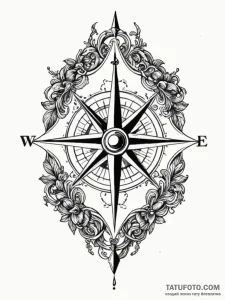 Pirate compass spinning wildly, artistic tatt... - эскиз тату (№1751483310_0, 02.07.2025 19:08) — Tatufoto.com