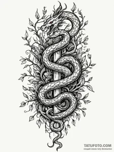 Totem serpent coiling through roots, tattoo f... - эскиз тату (№1751484113_0, 02.07.2025 19:21) — Tatufoto.com