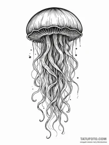Bioluminescent jellyfish trailing tentacles t... - эскиз тату (№1751484313_0, 02.07.2025 19:25) — Tatufoto.com