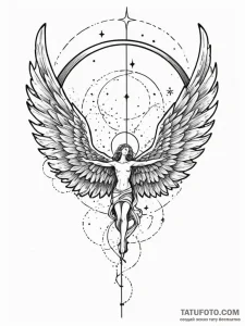 Umbra wings beneath celestial arch, tattoo li... - эскиз тату (№1751484382_0, 02.07.2025 19:26) — Tatufoto.com