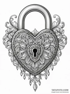 A padlock, artistic tattoo sketch, dynamic co... - эскиз тату (№1751484463_0, 02.07.2025 19:27) — Tatufoto.com