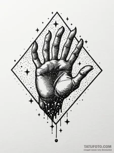 Kaiju claw tearing through stars, tattoo line... - эскиз тату (№1751484871_0, 02.07.2025 19:34) — Tatufoto.com
