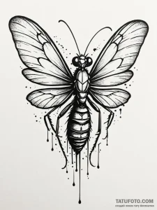 Mantis wings tearing veil, tattoo flash sheet... - эскиз тату (№1751484955_0, 02.07.2025 19:35) — Tatufoto.com