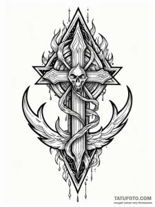 Jewel blade devouring celestial flame, tattoo... - эскиз тату (№1751485937_0, 02.07.2025 19:52) — Tatufoto.com
