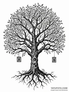 Gnarled tree with its branches forming a qr c... - эскиз тату (№1751486590_0, 02.07.2025 20:03) — Tatufoto.com