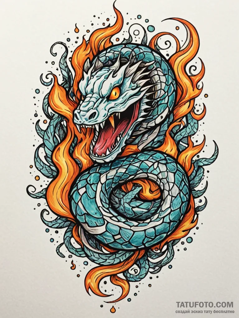 Hollow serpent devouring celestial flame, con... - эскиз тату (№1751486673_0, 02.07.2025 20:04) — Tatufoto.com