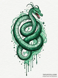 Emerald serpent in cosmic rift, ink illustrat... - эскиз тату (№1751487000_0, 02.07.2025 20:10) — Tatufoto.com
