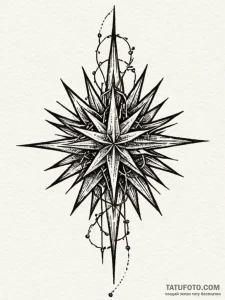 Black star surrounded by thorns, tattoo flash... - эскиз тату (№1751487819_0, 02.07.2025 20:23) — Tatufoto.com