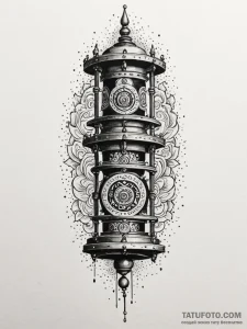A serene buddhist prayer wheel, spiritual sym... - эскиз тату (№1751488062_0, 02.07.2025 20:27) — Tatufoto.com