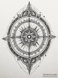Astrolabe, ink illustration for tattoo, highl... - эскиз тату (№1751488856_0, 02.07.2025 20:40) — Tatufoto.com
