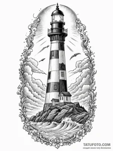 Lighthouse drifting through spectral storm, t... - эскиз тату (№1751489639_0, 02.07.2025 20:53) — Tatufoto.com