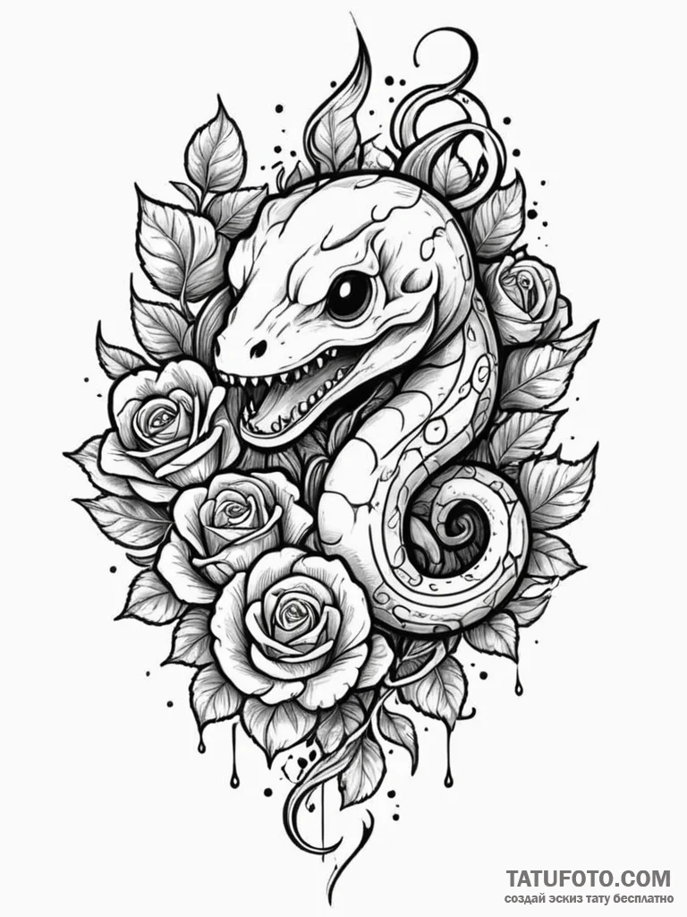 Salamander born from a flame, concept art for... - эскиз тату (№1751489802_0, 02.07.2025 20:56) — Tatufoto.com