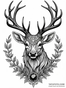 Black stag crowned in obsidian, tattoo drawin... - эскиз тату (№1751490212_0, 02.07.2025 21:03) — Tatufoto.com