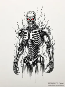 T-800 terminator endoskeleton emerging from f... - эскиз тату (№1751490747_0, 02.07.2025 21:12) — Tatufoto.com