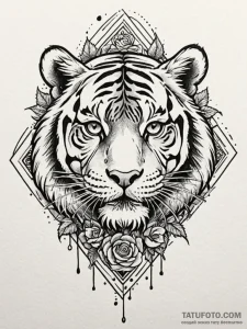 Tiger with stripes that are glitching and pix... - эскиз тату (№1751491041_0, 02.07.2025 21:17) — Tatufoto.com