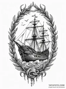 Kelp wrapped around shipwreck, tattoo sketch... - эскиз тату (№1751491290_0, 02.07.2025 21:21) — Tatufoto.com