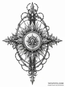Jewel relic crowned with thorns, tattoo line... - эскиз тату (№1751492032_0, 02.07.2025 21:33) — Tatufoto.com