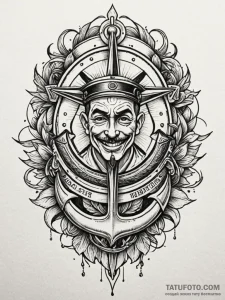 Grin, tattoo line art, highly detailed, intri... - эскиз тату (№1751492329_0, 02.07.2025 21:38) — Tatufoto.com