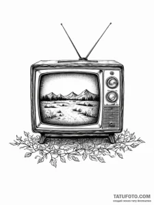 Old crt television displaying only static, wi... - эскиз тату (№1751492462_0, 02.07.2025 21:41) — Tatufoto.com