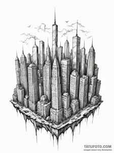Dystopian city skyline - эскиз тату (№1751493016_0, 02.07.2025 21:50) — Tatufoto.com