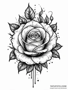 Glyph-etched rose blooming in void, tattoo fl... - эскиз тату (№1751493172_0, 02.07.2025 21:52) — Tatufoto.com