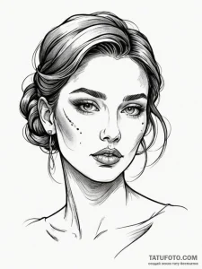 A single continuous line drawing of a face, t... - эскиз тату (№1751493238_0, 02.07.2025 21:53) — Tatufoto.com