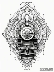 Locomotive, steam-powered and massive, bursti... - эскиз тату (№1751494166_0, 02.07.2025 22:09) — Tatufoto.com