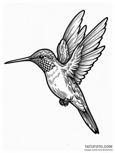 Hummingbird, tattoo sketch design, on a clean... - эскиз тату (№1751494329_0, 02.07.2025 22:12) — Tatufoto.com