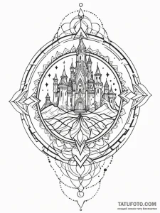 Floating castle, concept art for tattoo, aest... - эскиз тату (№1751494738_0, 02.07.2025 22:18) — Tatufoto.com