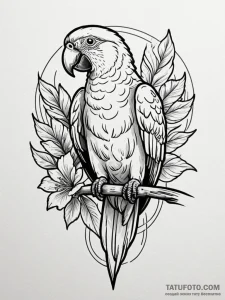 Parrot, tattoo line art, clear image, sharp f... - эскиз тату (№1751495146_0, 02.07.2025 22:25) — Tatufoto.com