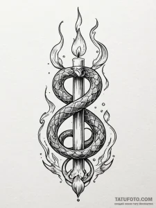 Candle flame forming serpent, ink illustratio... - эскиз тату (№1751495891_0, 02.07.2025 22:38) — Tatufoto.com