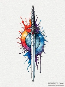 Dagger through lunar emblem, tattoo line art,... - эскиз тату (№1751495972_0, 02.07.2025 22:39) — Tatufoto.com