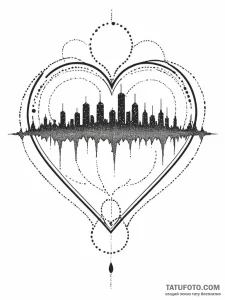 A soundwave of a heartbeat, tattoo drawing ou... - эскиз тату (№1751496598_0, 02.07.2025 22:49) — Tatufoto.com