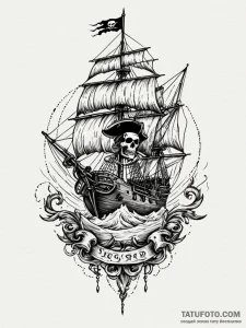 Pirate flag torn in spectral winds, tattoo li... - эскиз тату (№1751497620_0, 02.07.2025 23:07) — Tatufoto.com