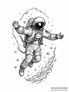 Astronaut floating in the ocean - эскиз тату (№1751497864_0, 02.07.2025 23:11) — Tatufoto.com