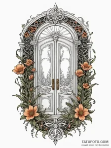 A door standing alone in a field, tattoo draw... - эскиз тату (№1751497937_0, 02.07.2025 23:12) — Tatufoto.com